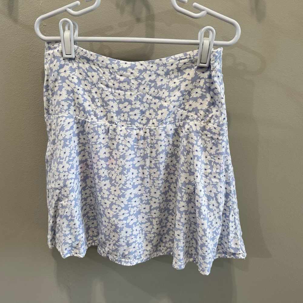 Crewcuts Floral A-Line Mini Skirt - Light Blue & White